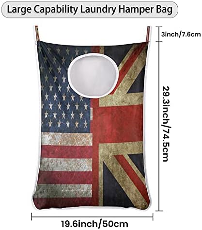 Обединетото Кралство Американско Знаме Висечка Торба За Перење Алишта, Над Вратата Торба За Перење Алишта Цврста Издржлива Торба За Складирање
