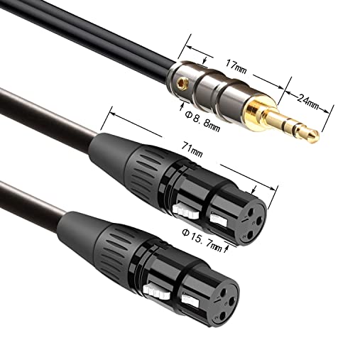 XLR Splitter Cable XLR до Aux XLR Y Кабел XLR до 1/8 инчен двоен XLR до 3,5 mm 2 XLR до 3,5 mm мини стерео TRS приклучок за крпење кабел за
