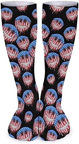 Американско знаме на САД насмеани спортски чорапи за лице топли цевки чорапи високи чорапи за жени мажи кои работат обична забава