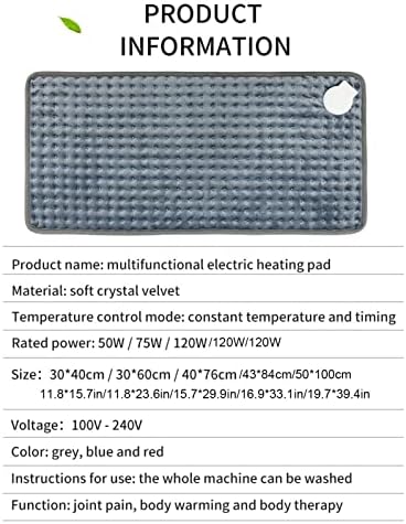 Електрична подлога за греење со 10-брзински контролер на температура и 2-часовно автоматско исклучување Супер мека кристална кадифена подлога за топлинска подлога