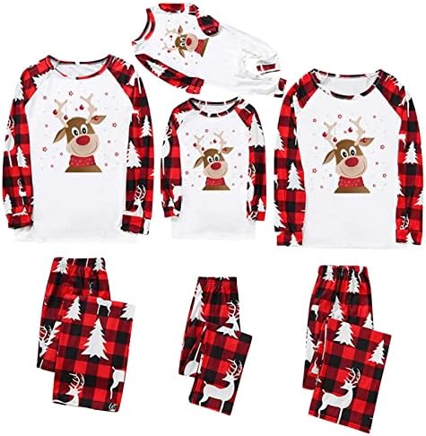 Мажи тато Семејство Божиќни пижами Симпатични пижами за Божиќни печати, карирани Божиќни пижами, поставени со новороденче