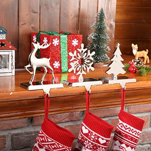 Сет од 6 божиќни метални држачи за порибување стојат сторинг кука снегулка ирваси дрвја за порибување куки за мантил камин Божиќни куки за