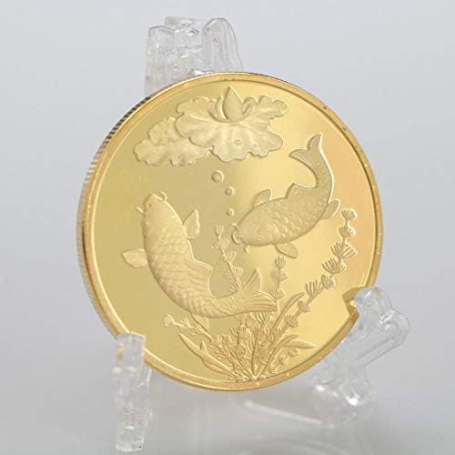 Колекција на спомен -парички за риби од Кина Кои Фенг Шуи Монета Среќа Среќа златна монета Animalубовна Loveубов Нова Година Колекција Комеморативна