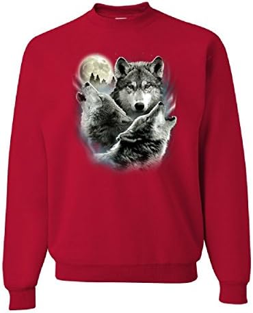 Tee Hunt Howling Wolf Pack Sweatshirt Диви диви диви животни природа Месечина џемпер
