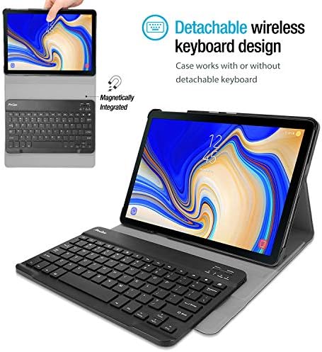 Случај за тастатура за Procase за Galaxy Tab A 10,5 T590 T595 T597 2018 издание, Slim Shell Smart Smart Cover со магнетски одвојлива безжична тастатура за Galaxy Tab A 10,5 2018 -Black