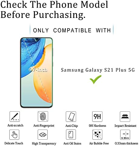 Заштитник На Екранот КАТИН За Samsung Galaxy S21 Плус 5g Калено Стакло 6,7-инчи, Поддршка За Читач На Отпечатоци, Против Гребење, Без Меурчиња, 9h Цврстина, Пријателски За Случа?