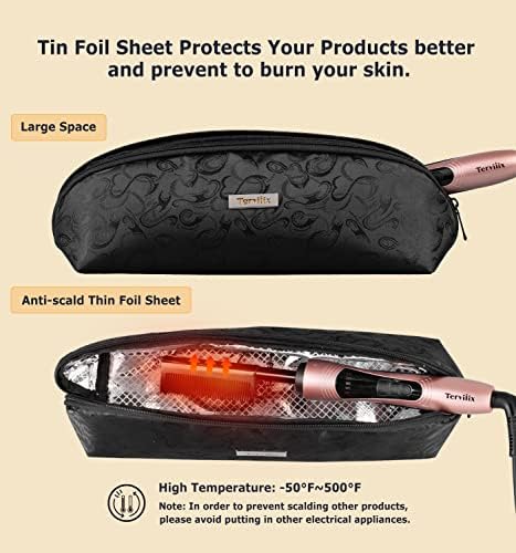 Terviiix Електричен топол чешел и преносна торба за шминка за жени