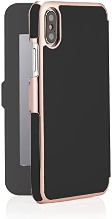iPhone X Случај-Пипето Тенок Паричник Случај Ултра Тенка Премија вистинска кожа покритие со 1 Внатрешна Огледало-Сива &засилувач; Розово