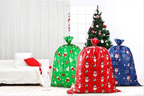 CCINEE 3 ПАРЧИЊА Божиќни Џиновски Торби За Подароци Дедо Мраз Божиќни Вреќи За Деца Торби За Пакување Подароци Со Ознака За