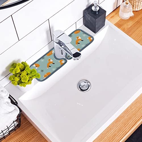Абсорбента кујна тапа мат 2 парчиња шема симпатична цртана лисица лисици мијалник за мијалник за мијалник за бања, бројач за