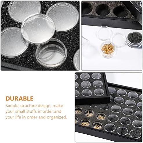 Калориски дијаманти за нокти чиста пластична тркалезна кутија за складирање 50 решетки занаетчиски скапоцени камења за складирање на куќиште за складирање на куќи