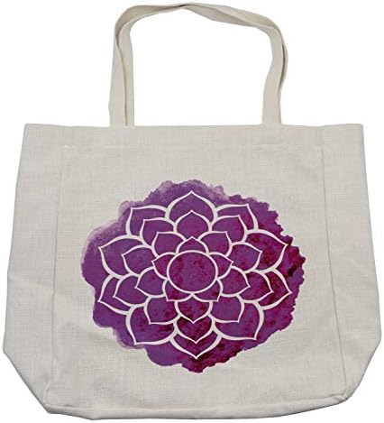 Торба за купување торба за пурпурна мандала во Амбесон, акварел лотос цвет јога медитација бохо стил на бохо-монтажни уметнички дела, еколошка
