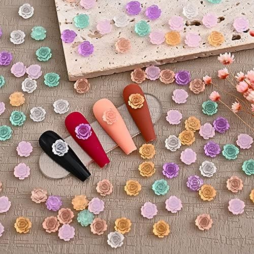 100 парчиња уметност за нокти Арт Аурора Камелија во форма на смола во форма на смола за украсување на уметност за нокти DIY 3Д занаети