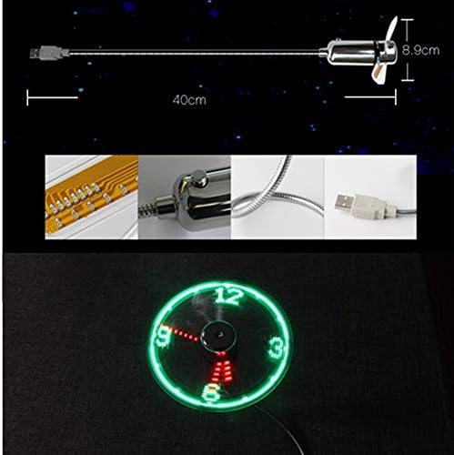 Kbinter Мини USB LED Часовник Вентилатор Со Реално Време Дисплеј, USB Напојува Трепка Во Реално Време Часовник Ладење Навивачи Тивка Gooseneck
