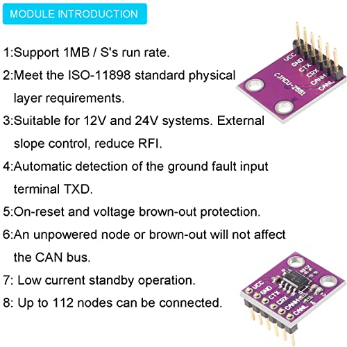 Dkardu 5 PCS MCP2551 со голема брзина може контролен контролен контролер на контролорот на протоколот, контролор на модул со контролер