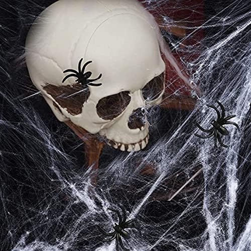 Г -дин. Силни 1000 квадратни пајаци за Ноќта на вештерките, веб -украси, веб -пајаци на супер истегнување со 80 пластични лажни пајаци Ноќта на