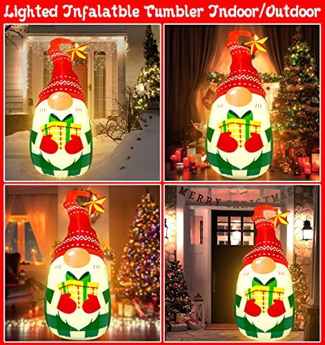 5ft Осветлени Божиќни украси на отворено Надуени за надувување - разнесени гном -гулаб Божиќ/Зимски одмор/Среќна Нова Година 2023 година