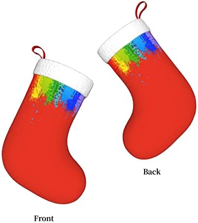 Waymay Виножито боја распрскува Божиќно порибување 18 инчи Божиќ што виси чорап класичен празник за украсување чорапи