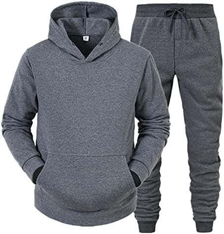 Мажите есен и зимски сет за слободно време цврста боја патент џемпер панталони спортови поставуваат мажите костумска ткаенина темно сива боја