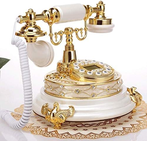 XJJZS Антички телефон, фиксен дигитален гроздобер телефонски класичен европски ретро фиксна телефонска жица со висечки слушалки