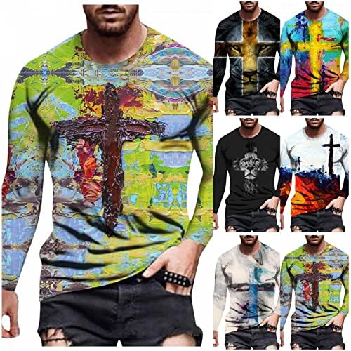 XXBR машки пролетен војник со долги ракави графички тимови мода христијанин Исус крст вера печати 3Д новини смешни маици