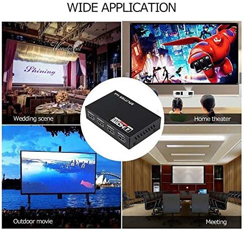 DaMohony HDMI Splitter 1 во 4 излез со повеќе резолуција, 4 порти 1080p 3D 4 Way HDMI дистрибутер на сигнал HDMI Switcher селектор,