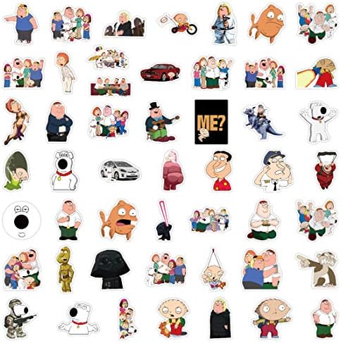 Familystickers 100 парчиња налепници за цртани филмови винил водоотпорни налепници за деца тинејџери Возрасни шишиња со вода лаптоп