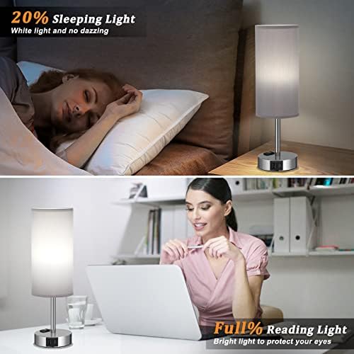 Гери допир ламби за спални соби од 2-3 патни ламби за спални простории за ноќна маса, модерна ламба за крајна маса со места за USB C