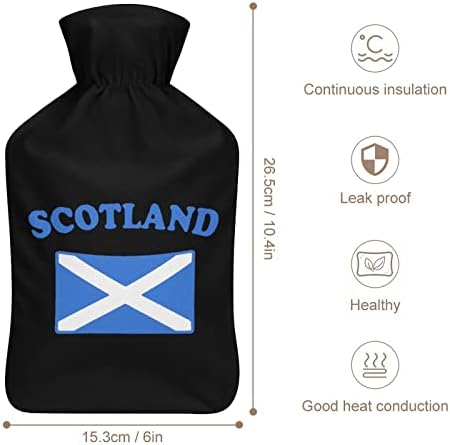 Знаме на вреќата со топла вода во Шкотска со кратки кадифен капаци гумени шишиња со топла вода преносни затоплени раце 1000 мл