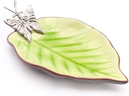 Зелено керамичко јадење Со Сребрена Пеперутка