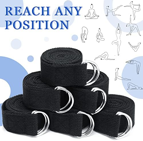 6 парчиња каиш за јога за истегнување 8 ft јога вежба прилагодливи ленти јога ленти со безбедна прилагодлива тока на прстенот за пилатес за вежбање со теретани, јога ?