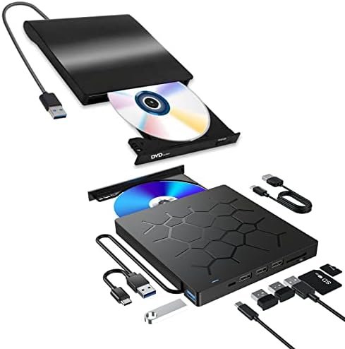 Надворешен Цд / ДВД Диск За Лаптоп, USB 3.0 &засилувач; 7 ВО 1 USB 3.0 Ултра-Тенок Пренослив Двд Плеер, Цд Ром Режач Писател Надворешен Диск Диск Оптички Компатибилен Со Лапт?