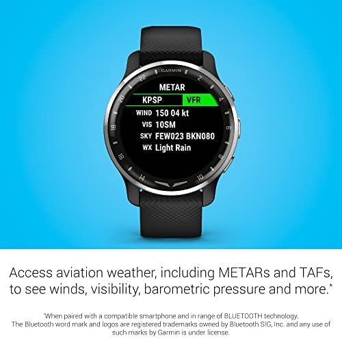 Garmin D2 € Air X10, Touchscreen Aviator Smartwatch Со GPS, Воздухопловни Временски Услови, Повик И Текст, Здравствени И Велнес Карактеристики