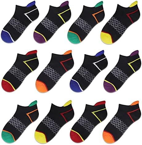 12 Пара Момчиња Чорапи Глуждот Атлетски Чорапи Со Амортизиран Ѓон За 4-6 6-8 8-10 Години Деца