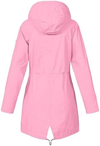 Јакни за дожд за жени водоотпорни плус големина на качулка јакна од дожд лесен ветерник за ветерници за пакувања со мантил на отворено облека