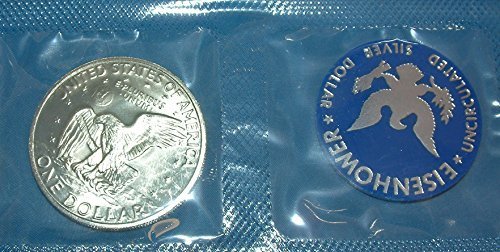 1972 S -S -S Uncircual Eisenhower „Blue Pack“ сребрен долар со оригинално пакување 1 $ брилијантно нециркулирано нане во САД