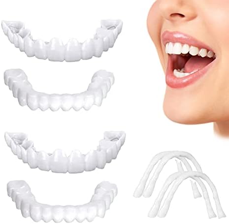 4 парчиња лажни заби, фурнири заби за жени мажи, стоматолошки фурнири за привремена поправка на забите горната и долната вилица,