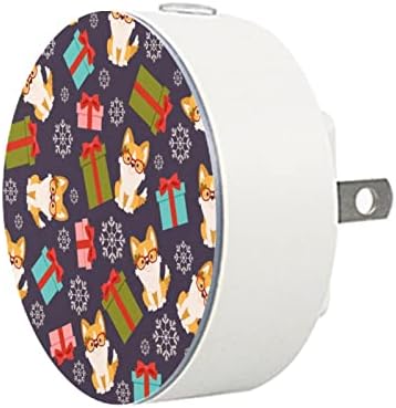 2 пакувања приклучок за ноќно светло предводена ноќна светлина симпатична кучиња Corgi Божиќна шема со сензор за самракот до-до-до-до-до-до-до-до-до-до-врата