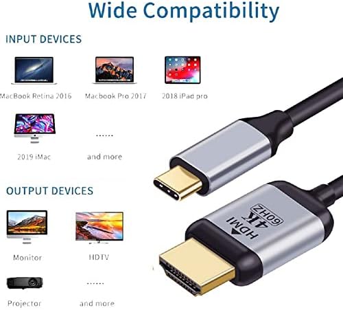 CableCC USB-C USB 3.1 извор на типот C до HDMI HDTV прикажува машки 4K монитор кабел за лаптоп 1,8M