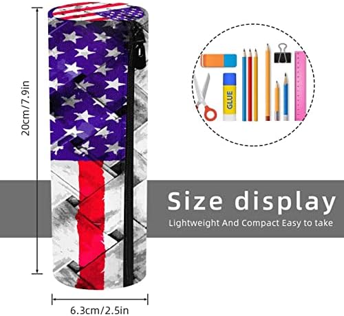 Случај со моливи на Геротхр, торбичка за моливи, кутија со моливи, кутија за естетски молив, ретро американско знаме карирано образец