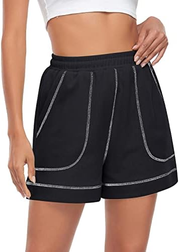 Husенски пот -шорцеви за жени за жени летни обични атлетски шорцеви со високи половини со џебови лабави за вежбање шорцеви
