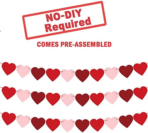 Valentубовниот банер на в Valentубените и почувствуваното срце Гарланд - пакет од 2, без DIY | Loveубов Гарланд, Декорации за в Valentубените