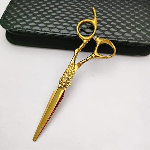 Ножици За сечење коса, 6,0 Инчи Јапонија 440с Професионална Златна 3д Врежана Рамнина Ножици За Коса Салон За Сечење+Чистење Бербер