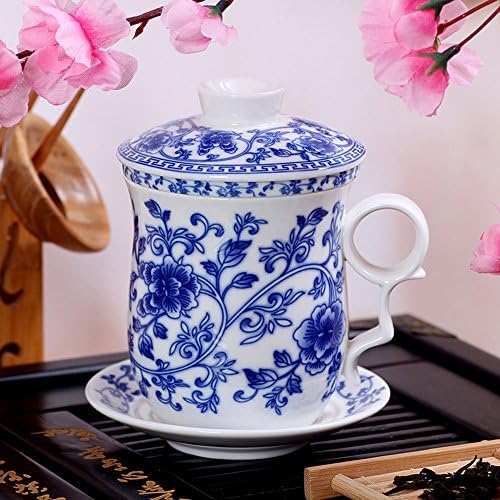 Амеолела чаша чај со чај со инфузер и сетови за чинија - кинески ingингдезен керамика кафе чаша чаша лабава систем за производство