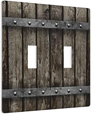 Рустикална фарма куќа штала врата дрво текстура шема на светло прекинувач за преклопување со двојно менување wallидна плоча декоративна 2