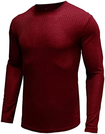 Jeke-DG маица за мажи Зимски џемпер со врат со долги ракави со долги ракави, пулвер, пулвер лента лента ребро врвен основен