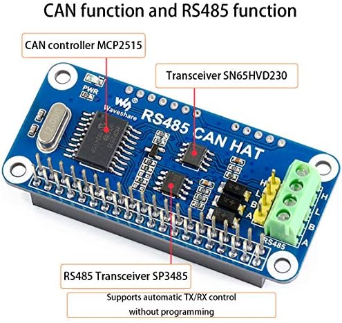 За Raspberry PI, RS485 може да се врати за PI 4B/3B+/3B/2B/B+/A+/Zero/Zero W/WH, комуникација со долги растојанија преку RS485/Can