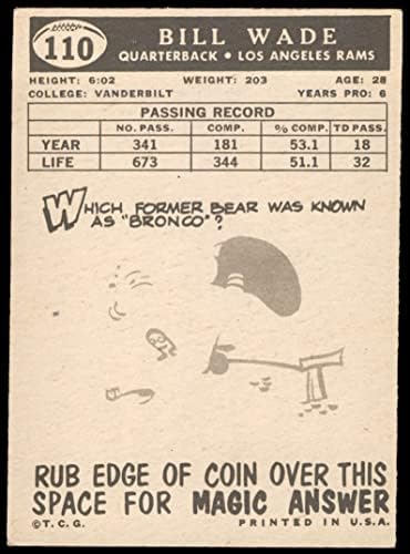 1959 Топпс # 110 Бил Вејд Лос Анџелес Рамс Дин картички 5 - Екс Рамс
