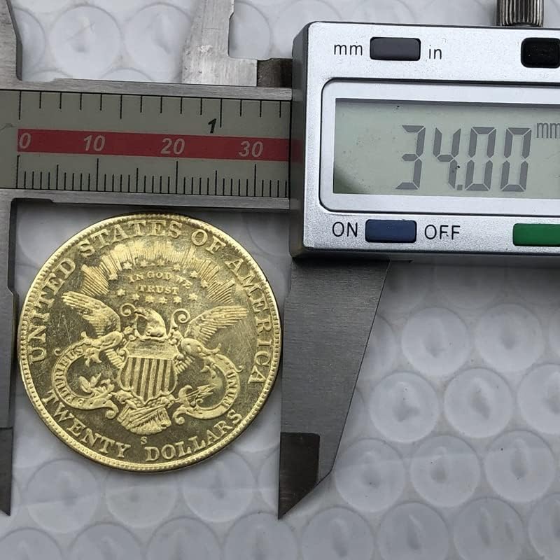1885 -та верзија Американска 20 златна монета месинг антички ракотворби со странски комеморативни монети 34мм