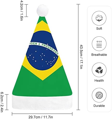 Бразилско Знаме Божиќна Капа Мека Кадифена Капа На Дедо Мраз Смешна Гравче За Божиќ Нова Година Празнична Забава
